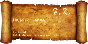 Hajduk Karsa névjegykártya